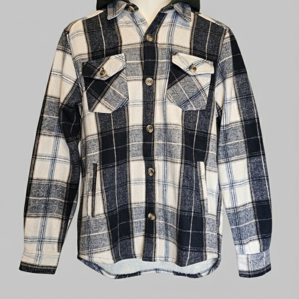 Distortion Men's Plaid Jacket - Black and White